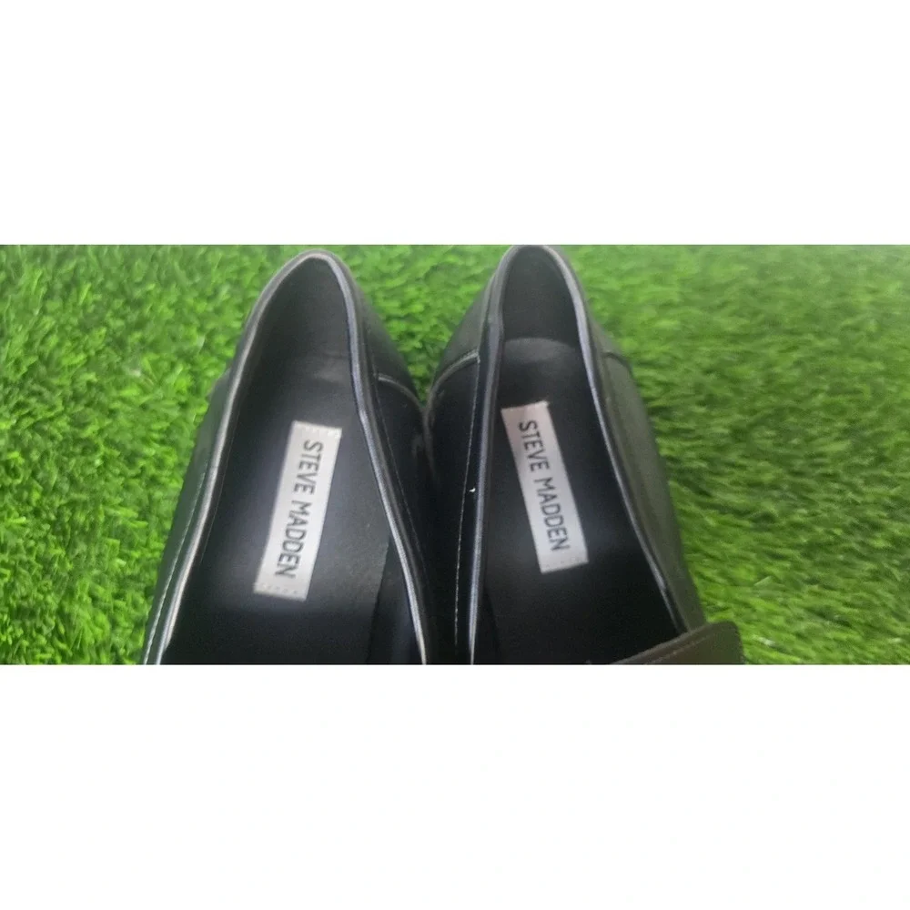 Steve Madden Shoes Womens Size 10 Black Loafers Platform Chunky Penny Lug Sole - Picture 7 of 11